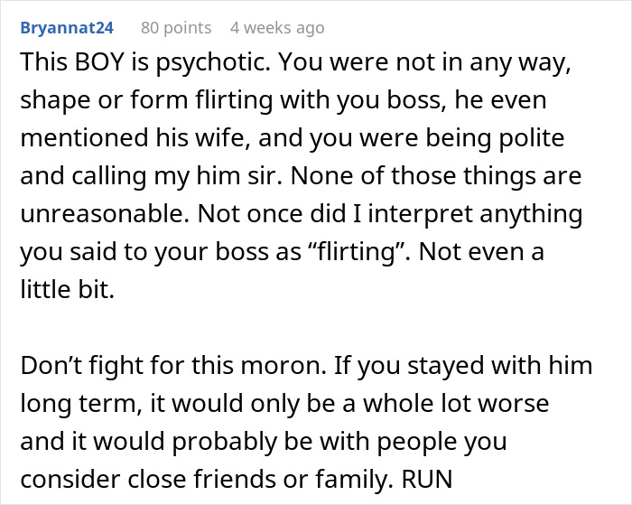Woman Wonders If Her Conversations With Boss Were Inappropriate After Boyfriend Loses It