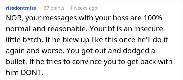 Woman Wonders If Her Conversations With Boss Were Inappropriate After Boyfriend Loses It