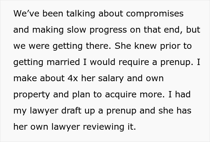 “I Make About 4x Her Salary”: Pregnant Bride Thinks Prenup Is Unfair, Guy Halts The Wedding “I Make About 4x Her Salary”: Pregnant Bride Thinks Prenup Is Unfair, Guy Halts The Wedding