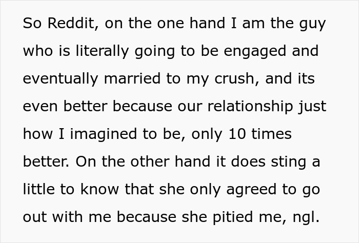 Guy Finds Out His Dream Girl Went On A Date With Him Out Of Pity: “Let Him Down Easy”