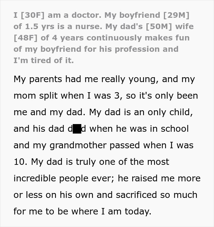 Step-Mom Keeps Making Fun Of Guy For Being A Nurse, Opens Up Why: “Childish And Offensive” Step-Mom Keeps Making Fun Of Guy For Being A Nurse, Opens Up Why: “Childish And Offensive”