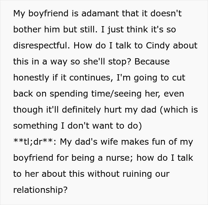 Step-Mom Keeps Making Fun Of Guy For Being A Nurse, Opens Up Why: “Childish And Offensive” Step-Mom Keeps Making Fun Of Guy For Being A Nurse, Opens Up Why: “Childish And Offensive”