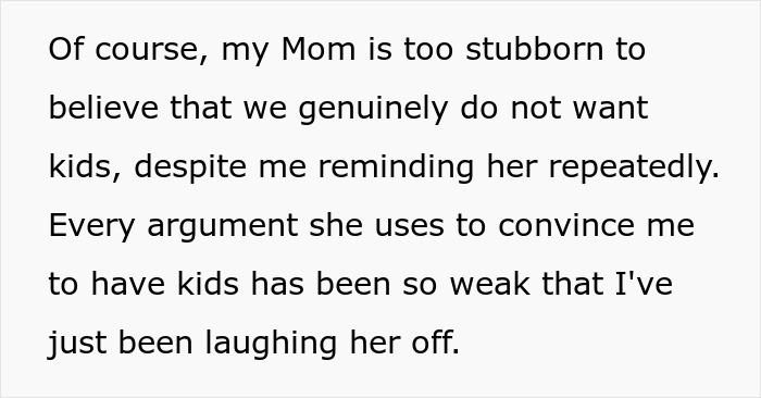 Mom Pressures Childfree Daughter To “Give Birth,” Backtracks Fast When Adoption Enters The Chat Mom Pressures Childfree Daughter To “Give Birth,” Backtracks Fast When Adoption Enters The Chat