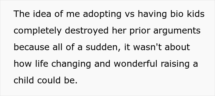 Mom Pressures Childfree Daughter To “Give Birth,” Backtracks Fast When Adoption Enters The Chat Mom Pressures Childfree Daughter To “Give Birth,” Backtracks Fast When Adoption Enters The Chat