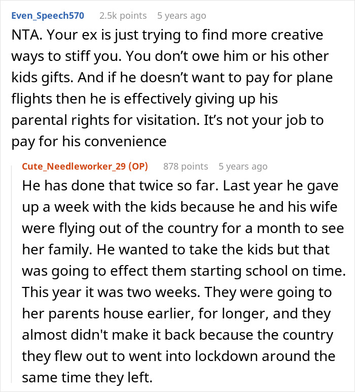 Guy Expects Ex To Spend Loads Of Money Flying Kids Out To Meet His New Fam, Mad When She Says No Guy Expects Ex To Spend Loads Of Money Flying Kids Out To Meet His New Fam, Mad When She Says No