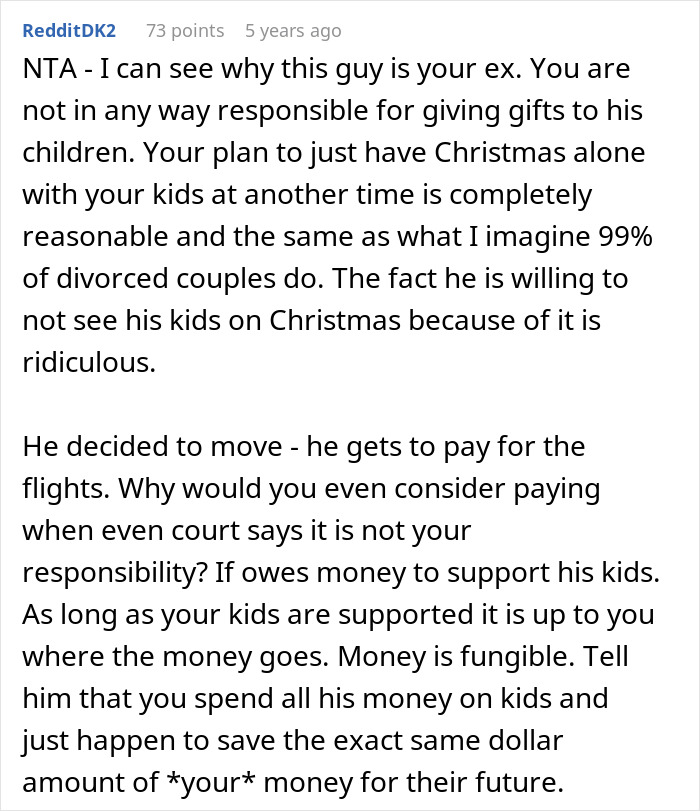 Guy Expects Ex To Spend Loads Of Money Flying Kids Out To Meet His New Fam, Mad When She Says No Guy Expects Ex To Spend Loads Of Money Flying Kids Out To Meet His New Fam, Mad When She Says No