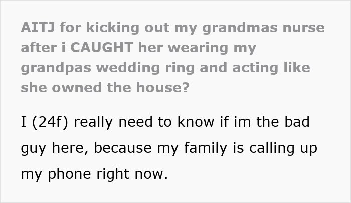 “Red Flag City”: Grandma’s Nurse Gets Fired After Woman Spots Grandpa’s Ring On Her Hand