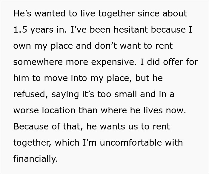 Man Wants To Move In With GF But Refuses To Live In The Apartment She Owns