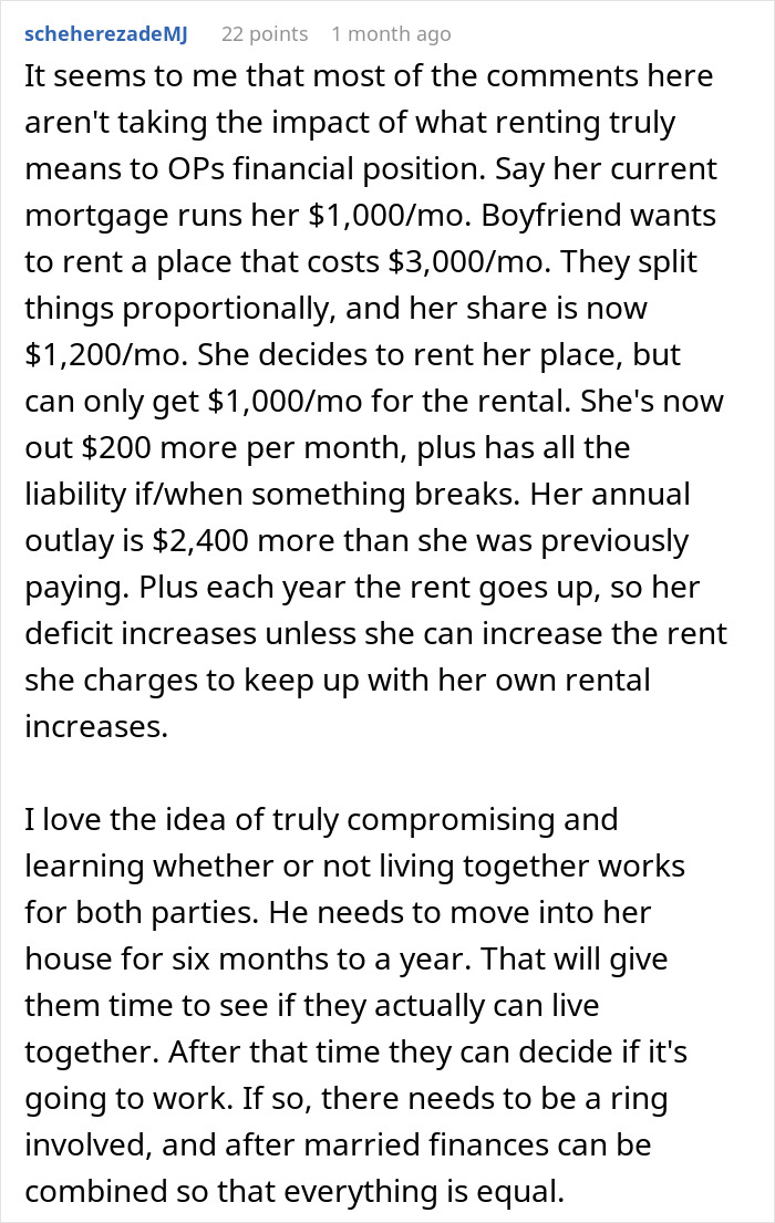 Man Wants To Move In With GF But Refuses To Live In The Apartment She Owns