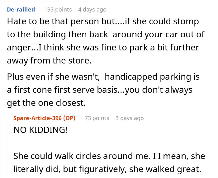 Person Has To Deal With Handicapped Spot Drama After Entitled Lady Confronts Them