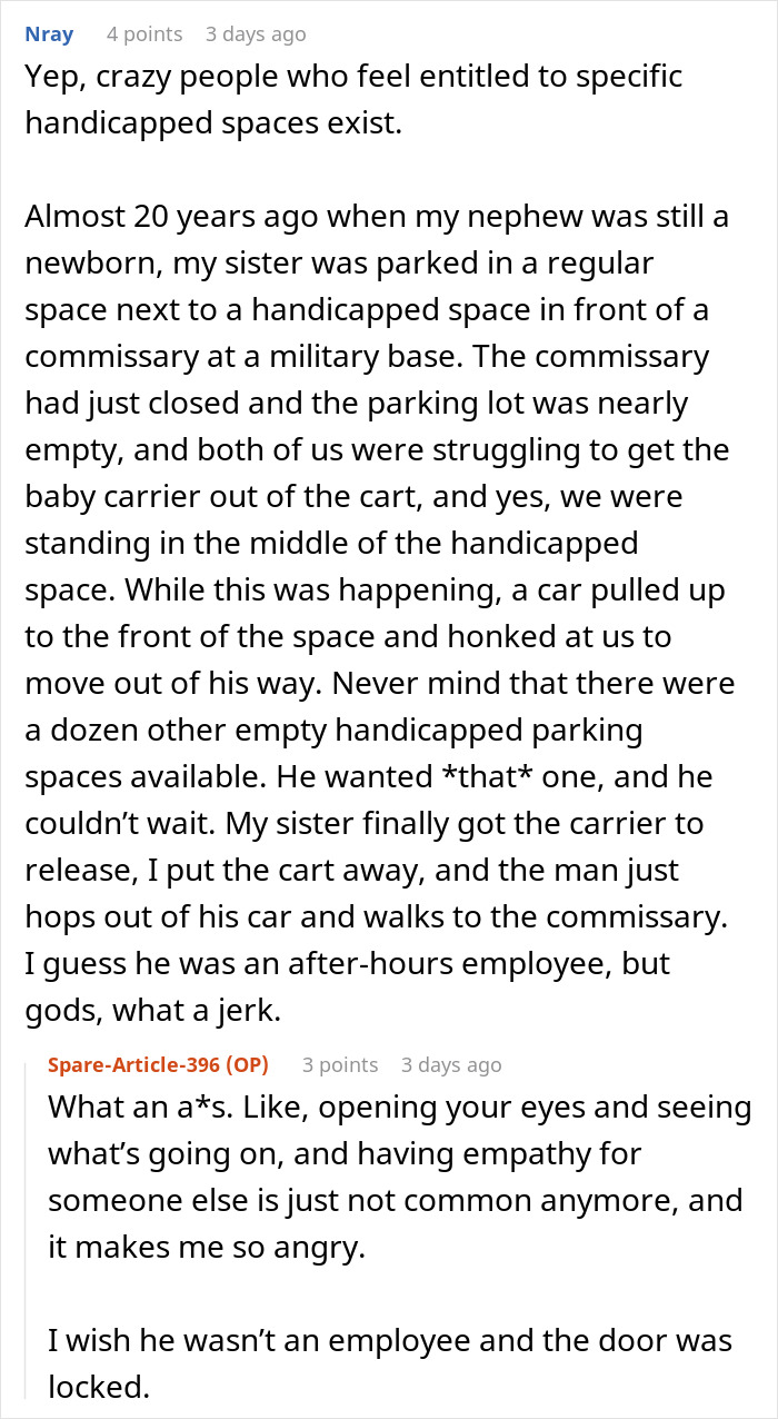 Person Has To Deal With Handicapped Spot Drama After Entitled Lady Confronts Them