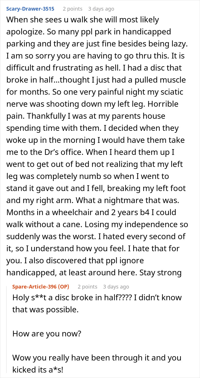 Person Has To Deal With Handicapped Spot Drama After Entitled Lady Confronts Them