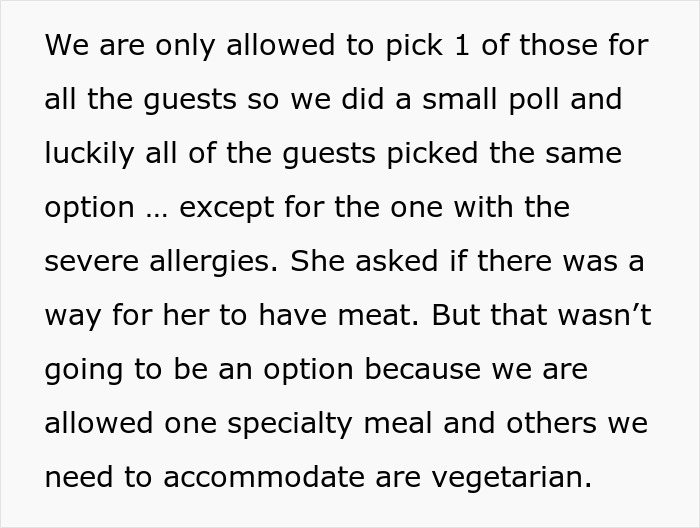Woman Doesn’t Want A Vegetarian Meal At Friend’s Wedding, Secretly Contacts The Caterers Woman Doesn’t Want A Vegetarian Meal At Friend’s Wedding, Secretly Contacts The Caterers