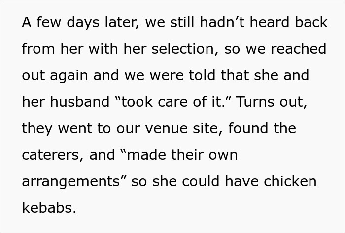 Woman Doesn’t Want A Vegetarian Meal At Friend’s Wedding, Secretly Contacts The Caterers Woman Doesn’t Want A Vegetarian Meal At Friend’s Wedding, Secretly Contacts The Caterers