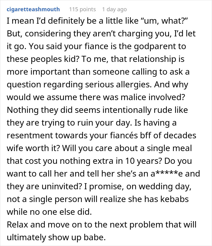 Woman Doesn’t Want A Vegetarian Meal At Friend’s Wedding, Secretly Contacts The Caterers Woman Doesn’t Want A Vegetarian Meal At Friend’s Wedding, Secretly Contacts The Caterers