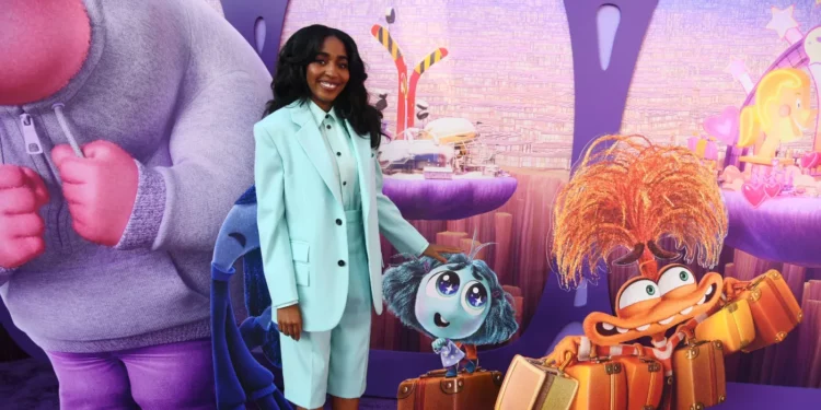 Ayo Edebiri attending the world premiere of the Pixar animated film Inside Out 2 on June 10