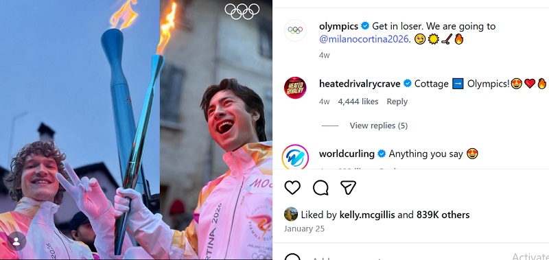 Connor Storrie and Hudson Williams at the Olympics