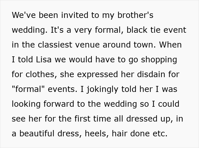 Guy Can’t Handle That His Girlfriend Refuses To Wear Dresses, Even For A Wedding