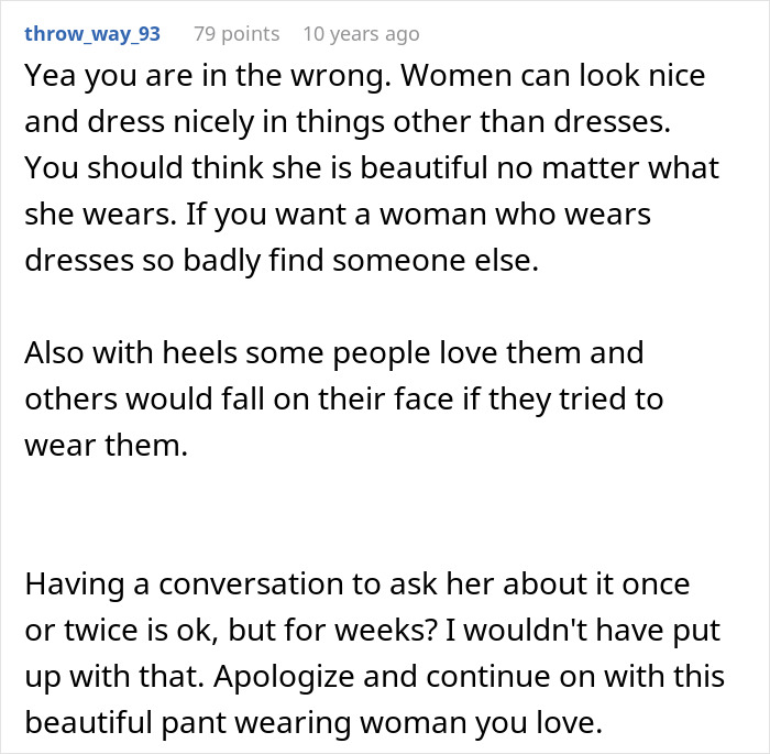 Guy Can’t Handle That His Girlfriend Refuses To Wear Dresses, Even For A Wedding