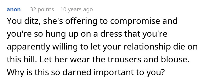Guy Can’t Handle That His Girlfriend Refuses To Wear Dresses, Even For A Wedding