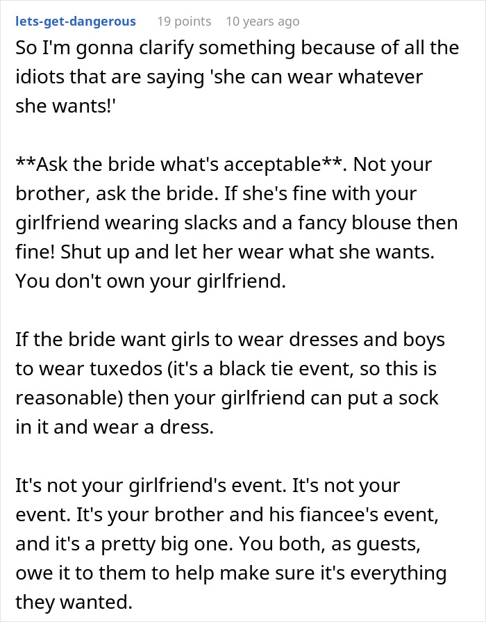 Guy Can’t Handle That His Girlfriend Refuses To Wear Dresses, Even For A Wedding