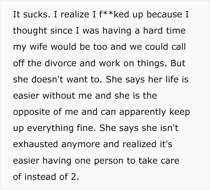 “I Messed Up”: Man Convinced Wife’s Life Would Be Harder Without Him, But It’s The Other Way Around “I Messed Up”: Man Convinced Wife’s Life Would Be Harder Without Him, But It’s The Other Way Around