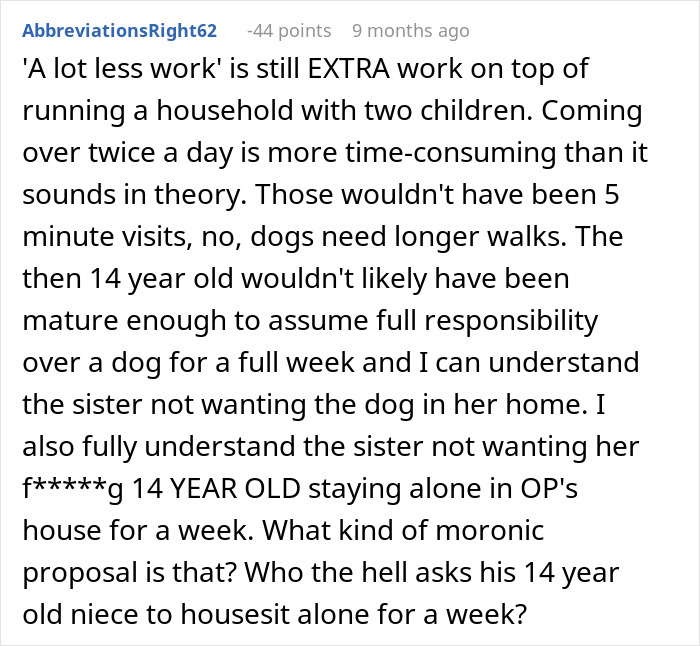 Woman Refuses To Dogsit Her Brother’s Elderly Dog, Gets Shocked When He Declines To Babysit Her Kids