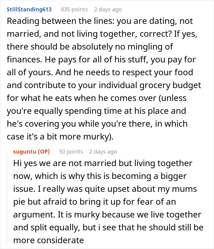 Guy Pays 50% For Meals And Groceries, GF Annoyed That He Hogs Up Her Share Of The Food As Well