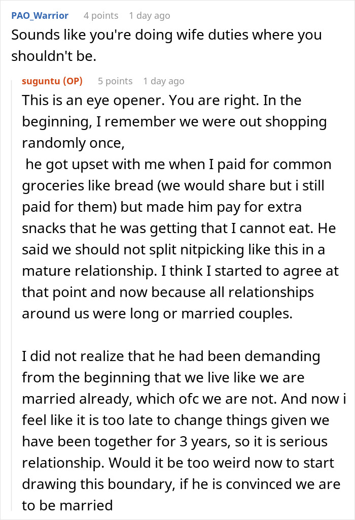 Guy Pays 50% For Meals And Groceries, GF Annoyed That He Hogs Up Her Share Of The Food As Well