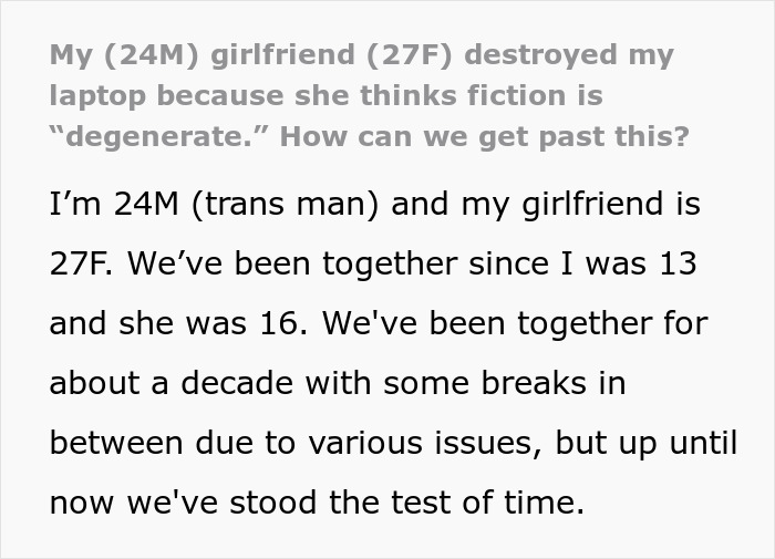 Guy Comes Home To His Smashed Laptop, Controlling GF Claims She Wanted To End His Fiction Mania Guy Comes Home To His Smashed Laptop, Controlling GF Claims She Wanted To End His Fiction Mania