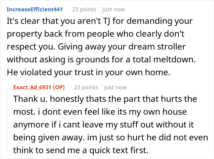 Mom-To-Be Shocked To Find Nursery Empty, Learns Hubs Gifted Her Stroller To Sister Without Discussion Mom-To-Be Shocked To Find Nursery Empty, Learns Hubs Gifted Her Stroller To Sister Without Discussion