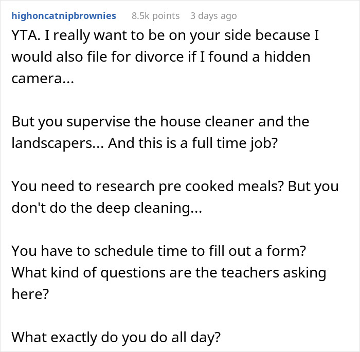 Man Hides A Camera In The House To Prove His SAHM Wife Is Lazy And Worthless, Internet Takes His Side