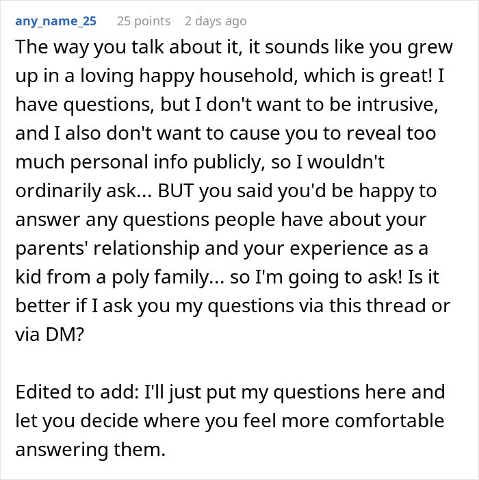 Guy&rsquo;s Mom Finds Out Woman Grew Up In A Polyamorous Family, Notices Boyfriend Pulling Away