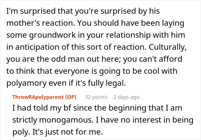 Guy&rsquo;s Mom Finds Out Woman Grew Up In A Polyamorous Family, Notices Boyfriend Pulling Away