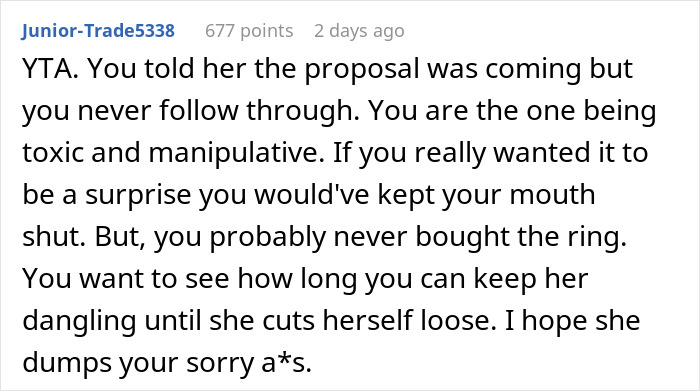 “A Way To Control Her”: Guy Refuses To Propose To His Girlfriend After He Said He Would, Explains Why “A Way To Control Her”: Guy Refuses To Propose To His Girlfriend After He Said He Would, Explains Why