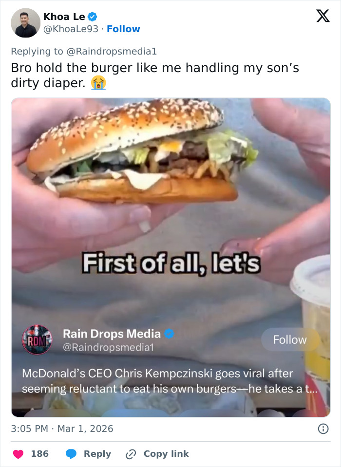 20 Most Hilarious Reactions After Video Of McDonald’s CEO Tasting Burger Went Viral In Worst Way 20 Most Hilarious Reactions After Video Of McDonald’s CEO Tasting Burger Went Viral In Worst Way