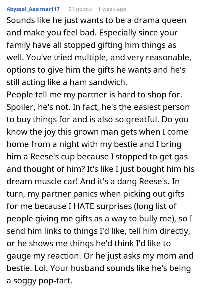 Man Always Finds Something Wrong With Wife’s Gifts, Is Upset She Doesn’t Want To Gift Him Anything Anymore Man Always Finds Something Wrong With Wife’s Gifts, Is Upset She Doesn’t Want To Gift Him Anything Anymore