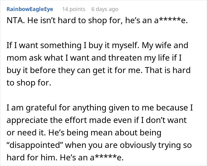Man Always Finds Something Wrong With Wife’s Gifts, Is Upset She Doesn’t Want To Gift Him Anything Anymore Man Always Finds Something Wrong With Wife’s Gifts, Is Upset She Doesn’t Want To Gift Him Anything Anymore