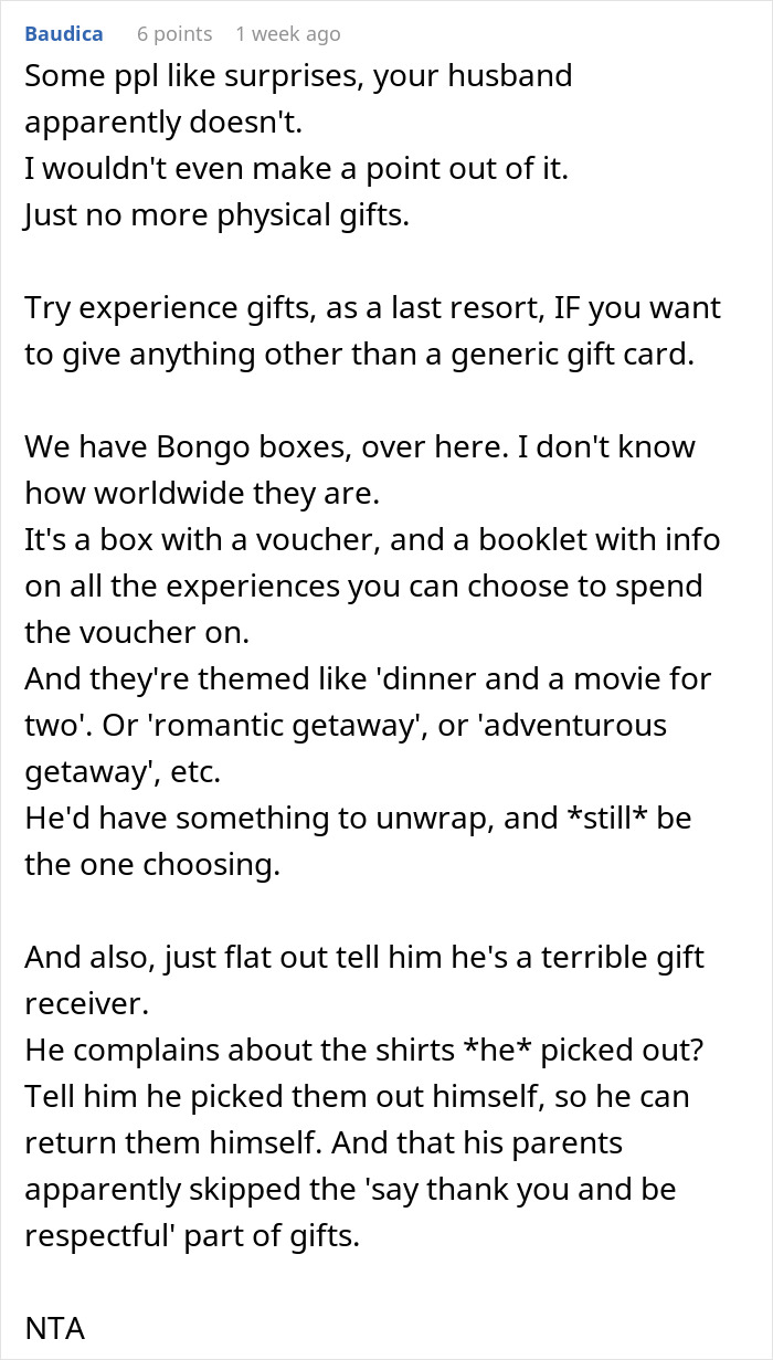 Man Always Finds Something Wrong With Wife’s Gifts, Is Upset She Doesn’t Want To Gift Him Anything Anymore Man Always Finds Something Wrong With Wife’s Gifts, Is Upset She Doesn’t Want To Gift Him Anything Anymore