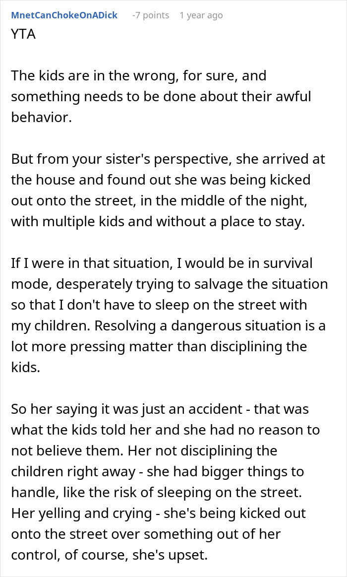 Woman Kicks Sister And Her “Monster” Kids Out In The Middle Of The Night, Bans Them From Visiting Woman Kicks Sister And Her “Monster” Kids Out In The Middle Of The Night, Bans Them From Visiting