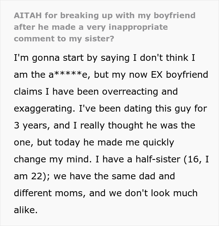 &ldquo;I Told Him It Was Over&rdquo;: Guy Blows Up A 3-Year Relationship With One Comment To GF&rsquo;s Teen Sister