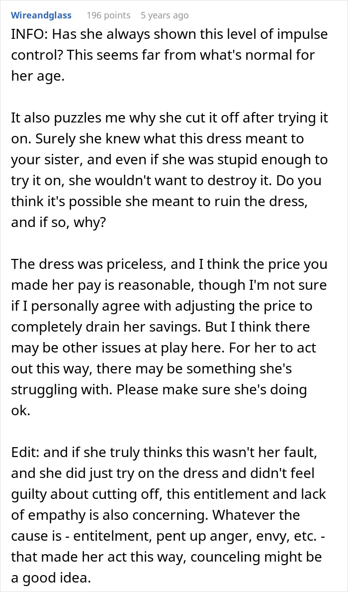 Teen Claims Her Dad &ldquo;Ruined Her Future&rdquo; After Making Her Pay For The Wedding Dress She Destroyed