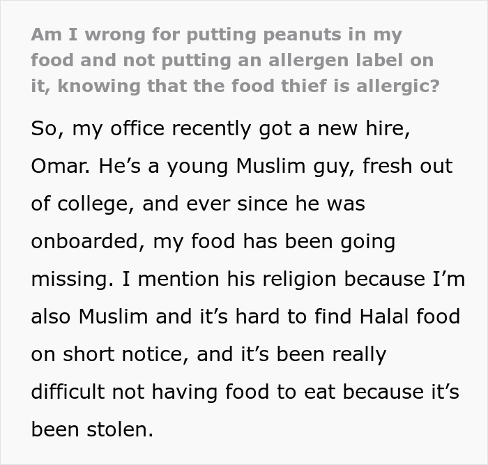 Food Thief With A Severe Allergy Steals Muslim Coworker&rsquo;s Lunch, Somehow She&rsquo;s The One Facing Backlash
