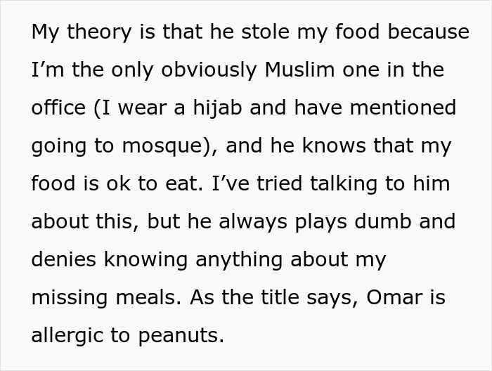 Food Thief With A Severe Allergy Steals Muslim Coworker&rsquo;s Lunch, Somehow She&rsquo;s The One Facing Backlash