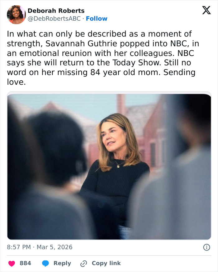 Suspicion Grows After Savannah Guthrie Makes Emotional Return To ‘Today’ Show Amid Mom’s Kidnapping Case