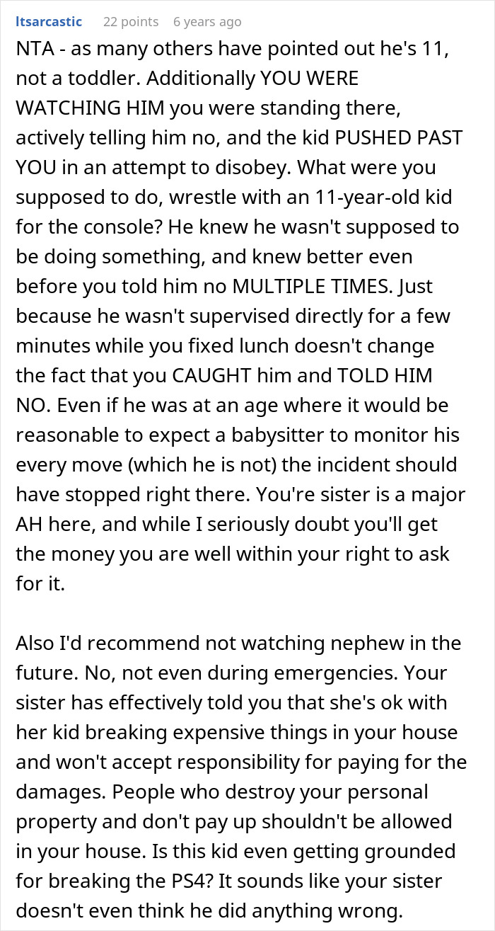 11YO Breaks Aunt&rsquo;s PS4, The Mom Says &ldquo;She’s Not Replacing It Because She Didn’t Do It&rdquo;