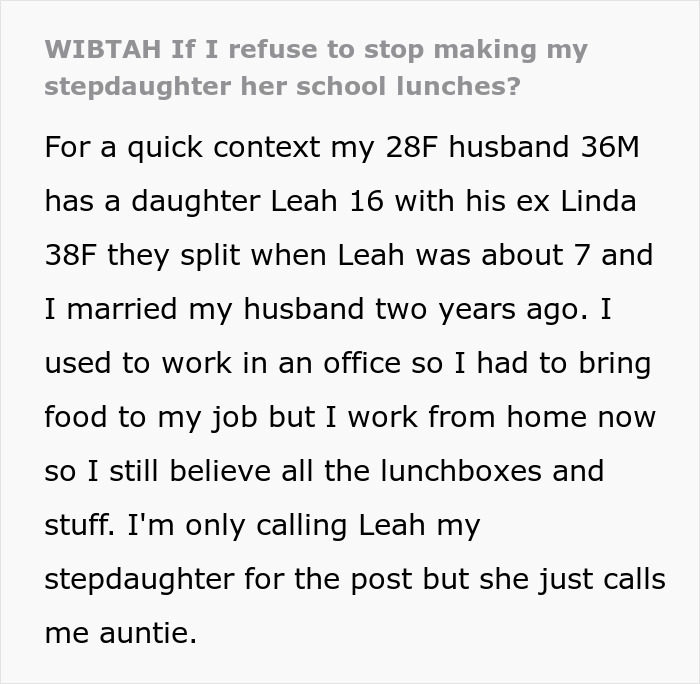 Bio Mom Forbids Stepmom From Making 16YO Lunches For School: &ldquo;I Don&rsquo;t Have Time To Compete&rdquo;
