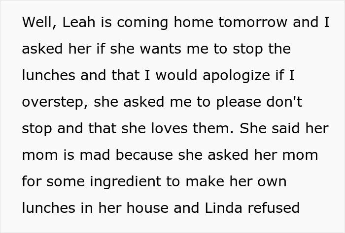 Bio Mom Forbids Stepmom From Making 16YO Lunches For School: &ldquo;I Don&rsquo;t Have Time To Compete&rdquo;