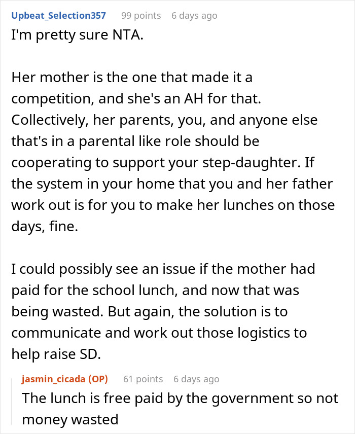 Bio Mom Forbids Stepmom From Making 16YO Lunches For School: &ldquo;I Don&rsquo;t Have Time To Compete&rdquo;