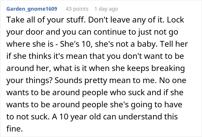 19YO Refuses To See Her 10YO Sis Who Keeps Destroying Her Stuff, Mad As Mom And Dad Push Back